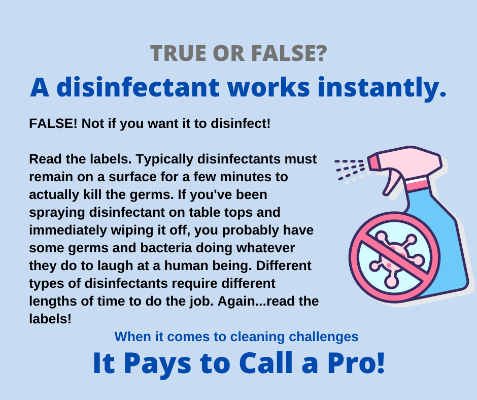 Wilbraham MA - Does Disinfectant Work Instantly?